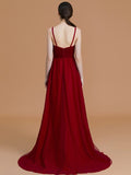 A-Linie/Princess-Linie Spaghettiträger Ärmellos Asymmetrisch Rüschen Chiffon Brautjungfernkleider Abendkleid