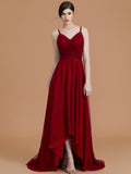 A-Linie/Princess-Linie Spaghettiträger Ärmellos Asymmetrisch Rüschen Chiffon Brautjungfernkleider Abendkleid