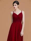 A-Linie/Princess-Linie Spaghettiträger Ärmellos Asymmetrisch Rüschen Chiffon Brautjungfernkleider Abendkleid