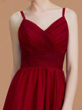 A-Linie/Princess-Linie Spaghettiträger Ärmellos Asymmetrisch Rüschen Chiffon Brautjungfernkleider Abendkleid