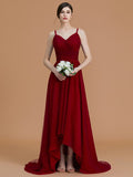A-Linie/Princess-Linie Spaghettiträger Ärmellos Asymmetrisch Rüschen Chiffon Brautjungfernkleider Abendkleid
