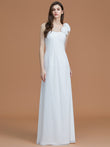 A-Line/Princess One-Shoulder Sleeveless Floor-Length Hand-Made Flower Chiffon Bridesmaid Dresses Formal Evening Dress