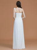 A-Line/Princess One-Shoulder Sleeveless Floor-Length Hand-Made Flower Chiffon Bridesmaid Dresses Formal Evening Dress