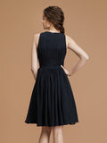 A-Linie/Princess-Linie Bateau-Ausschnitt Ärmellos Kurz/Mini Rüschen Chiffon Brautjungfernkleider Homecoming Partykleid
