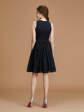 A-Linie/Princess-Linie Bateau-Ausschnitt Ärmellos Kurz/Mini Rüschen Chiffon Brautjungfernkleider Homecoming Partykleid