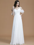 A-Line/Princess Spaghetti Straps Sleeveless Floor-Length Ruffles Chiffon Bridesmaid Dresses Evening Dress