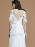 A-Line/Princess Spaghetti Straps Sleeveless Floor-Length Ruffles Chiffon Bridesmaid Dresses Evening Dress