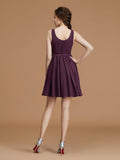 A-Linie/Princess-Linie Bateau-Ausschnitt Ärmellos Kurz/Mini Schärpe/Bänder/Gürtel Chiffon Brautjungfernkleider Homecoming-Kleid