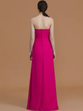 A-Line/Princess Strapless Sleeveless Floor-Length Ruffles Chiffon Bridesmaid Dresses Evening Prom Dress