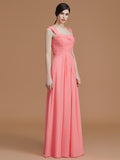 A-Linie/Princess-Linie Herzausschnitt Ärmellos Bodenlang Geraffte Chiffon Brautjungfernkleider Abendkleid