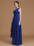 A-Line/Princess One-Shoulder Sleeveless Asymmetrical Ruffles Chiffon Bridesmaid Dresses Evening Prom Dress