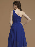 A-Line/Princess One-Shoulder Sleeveless Asymmetrical Ruffles Chiffon Bridesmaid Dresses Evening Prom Dress