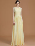 A-Line/Princess Halter Sleeveless Floor-Length Ruched Chiffon Bridesmaid Dresses Wedding Guest Dress