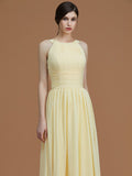 A-Line/Princess Halter Sleeveless Floor-Length Ruched Chiffon Bridesmaid Dresses Wedding Guest Dress