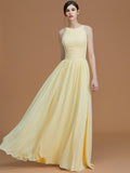 A-Line/Princess Halter Sleeveless Floor-Length Ruched Chiffon Bridesmaid Dresses Wedding Guest Dress