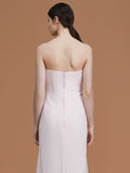 A-Line/Princess Strapless Sleeveless Floor-Length Ruched Chiffon Bridesmaid Dresses Evening Prom Dress
