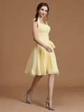 A-Linie/Princess-Linie Neckholder Ärmellos Kurz/Mini Rüschen Chiffon Brautjungfernkleider Kleid für Hochzeitsgäste