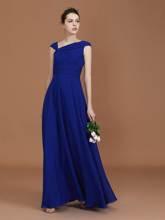 Vestido de dama de honor de gasa con volantes, corte A/princesa, escote en V, sin mangas, largo hasta el suelo, para fiesta de noche