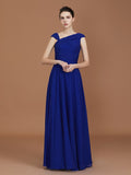 A-Line/Princess V-neck Sleeveless Floor-Length Chiffon Ruffles Bridesmaid Dresses Evening Prom Dress
