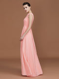 A-Line/Princess V-neck Sleeveless Floor-Length Chiffon Bridesmaid Dress Evening Prom Dress