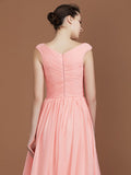 A-Line/Princess V-neck Sleeveless Floor-Length Chiffon Bridesmaid Dress Evening Prom Dress