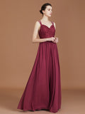A-Line/Princess Lace Sweetheart Chiffon Ruched Floor-Length Bridesmaid Dresses Evening Prom Dress