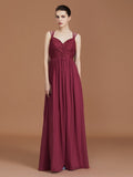 A-Line/Princess Lace Sweetheart Chiffon Ruched Floor-Length Bridesmaid Dresses Evening Prom Dress