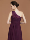 A-line/Princess One-Shoulder Lace Chiffon Sleeveless Floor-Length Bridesmaid Dresses Evening Prom Dress
