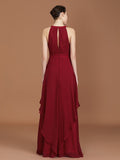 A-Line/Princess Straps Chiffon Ruched Floor-Length Sleeveless Bridesmaid Dresses Evening Prom Dress