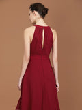 A-Line/Princess Straps Chiffon Ruched Floor-Length Sleeveless Bridesmaid Dresses Evening Prom Dress