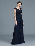 A-Line/Princess V-neck Ruffles Floor-Length Chiffon Sleeveless Mother of the Bride Dresses