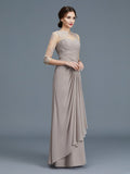 A-Line/Princess Sheer Neck 3/4 Sleeves Ruffles Chiffon Floor-Length Mother of the Bride Dresses