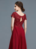 A-Line/Princess V-neck Short Sleeves Ruffles Chiffon Floor-Length Mother of the Bride Dresses