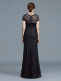 Trumpet/Mermaid Scoop Short Sleeves Lace Floor-Length Mother of the Bride Dresses
