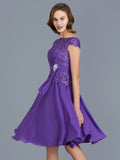 A-Line/Princess Bateau Chiffon Knee-Length Beading Sleeveless Mother of the Bride Dresses