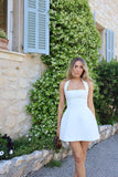 Satin Halter Homecoming Dresses for Teens Short Prom Dress 2027 Mini Formal Evening Cocktail Gowns with Pockets