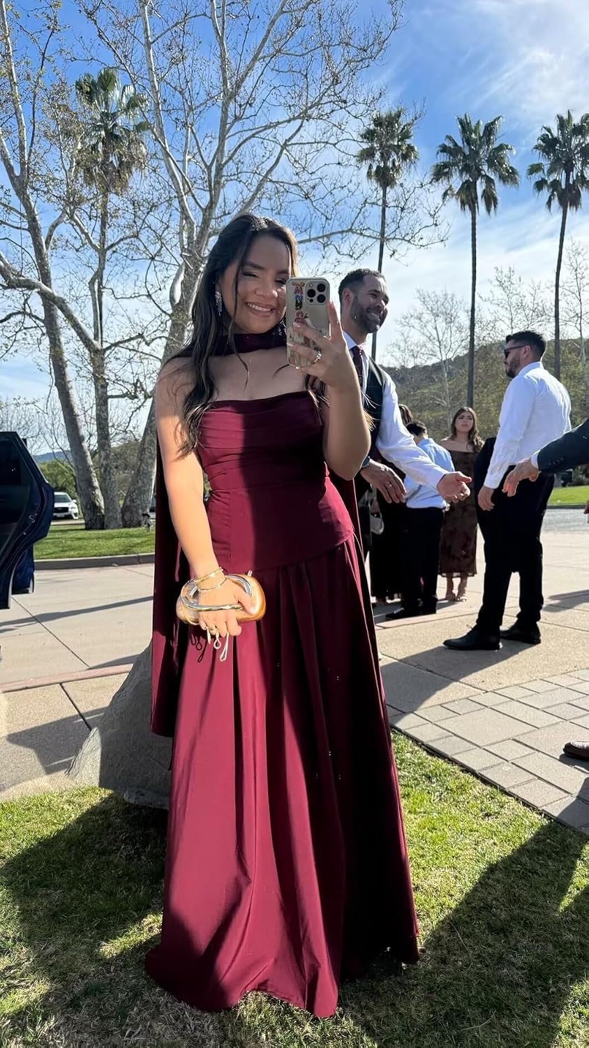Kingbridal Strapless Bridesmaid Dresses with Scarf 2026 Long A-line Prom Formal Dress