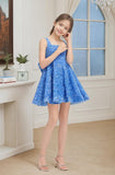 Sequins Flower Girl Dresses Short - Square Neck Princess Pageant Dress Kids A Line Communion Formal Party Gown