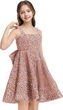 Sequins Flower Girl Dresses Short - Square Neck Princess Pageant Dress Kids A Line Communion Formal Party Gown