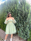 Vestidos de fiesta para mujer, cortos, con hombros descubiertos, bordados florales, de tul, formales, para fiesta de graduación 