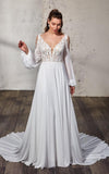 Women's Elegant Lace Beach Wedding Dresses for Bride 2025 with Sleeves Wedding Bridal Gowns