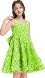 Sequins Flower Girl Dresses Short - Square Neck Princess Pageant Dress Kids A Line Communion Formal Party Gown