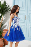 Sparkly Lace Applique Homecoming Dresses for Teens Short Corset Tulle Spaghetti Strap Prom Cocktail Party Dress