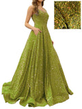 Prom Dresses Long A Line with Pockets Formal Evening Ball Gowns Velvet Velvet Sequins Black Tie Wedding Party Dress