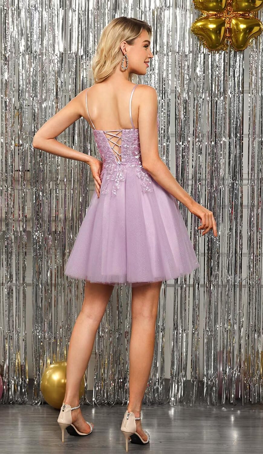 Spaghetti Straps Sequin Lace Appliques Short Homecoming Dresses for Teens Glitter Tulle Prom Party Dresses