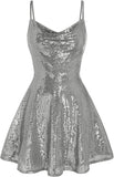 Women's Sequin Sparkly Glitter Sexy Backless Party Club Bodycon Dress Sleeveless Homecoming Dresses Cocktail Gowns
