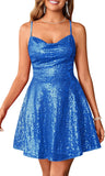 Women's Sequin Sparkly Glitter Sexy Backless Party Club Bodycon Dress Sleeveless Homecoming Dresses Cocktail Gowns