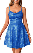 Women's Sequin Sparkly Glitter Sexy Backless Party Club Bodycon Dress Sleeveless Homecoming Dresses Cocktail Gowns