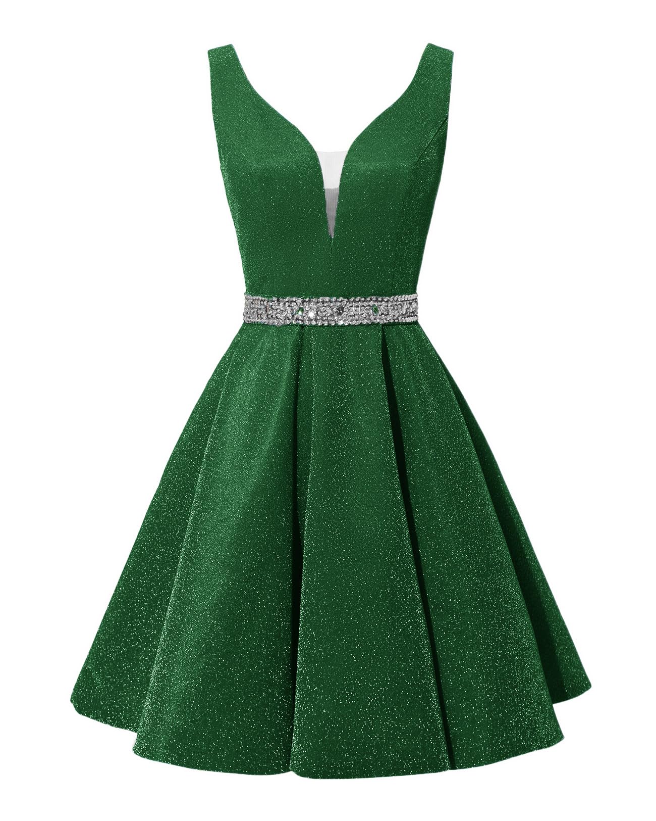Satin Glitter Homecoming Dresses for Teens Short Prom Dress V-Neck Beaded Evening Formal Cocktail Party Gowns
