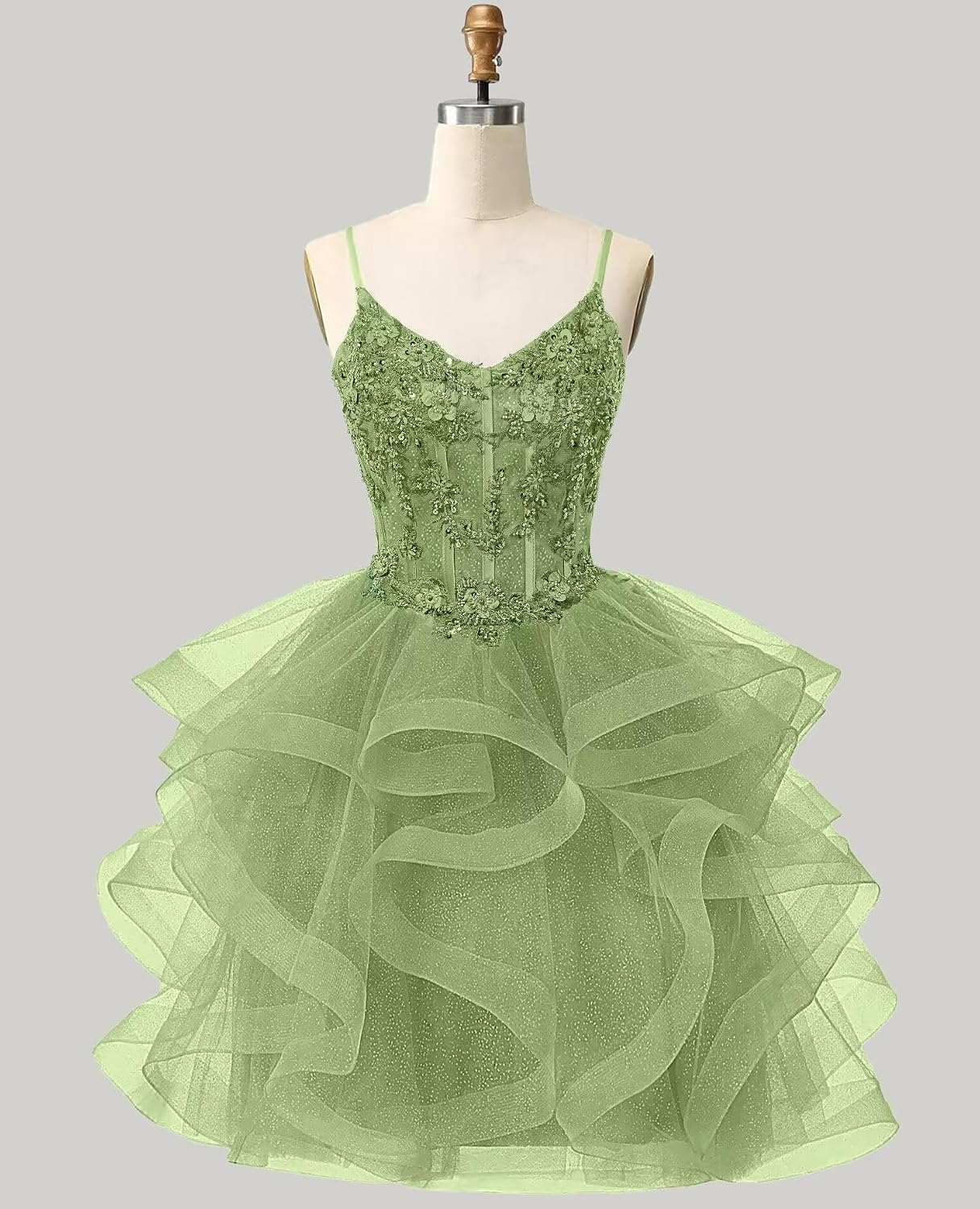 Glitter Tulle Homecoming Dresses 2026 Tiered Ruffles Lace Short Prom Dress for Teens Quinceanera Gowns